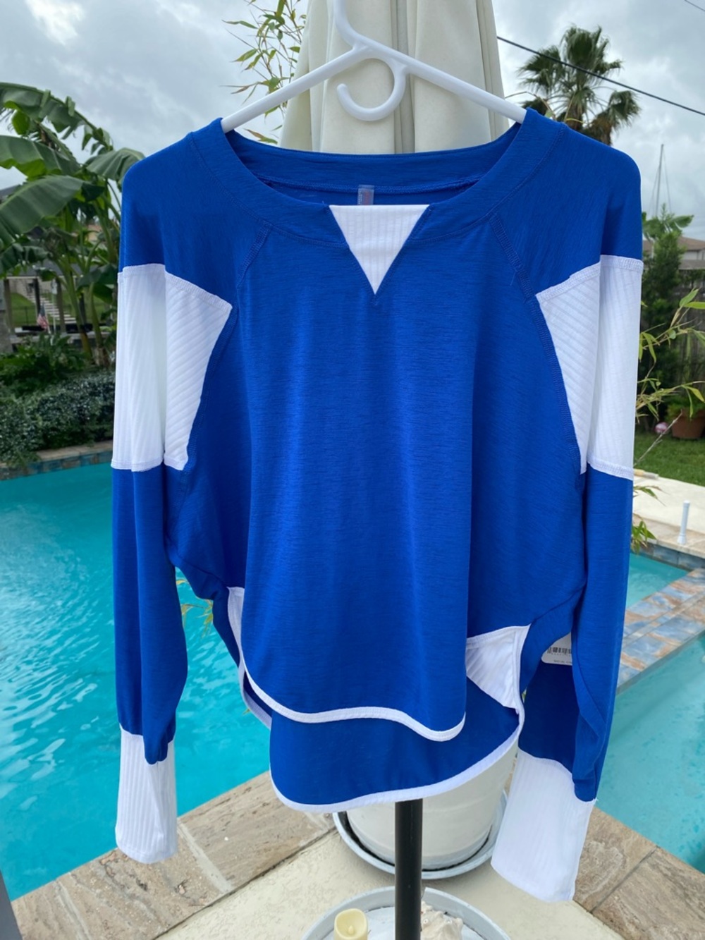 FP Movement by Free People Blue and White Athletic Pullover
